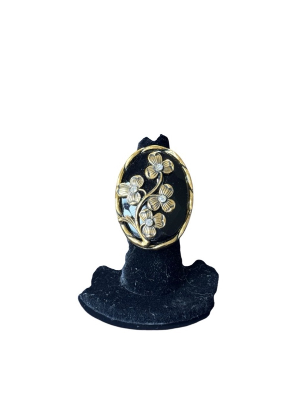 Women's Unbranded Black Gold Floral Statement Ring One Size